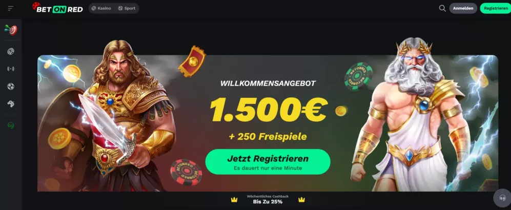 Betonred Casino Deutschland – 100% bis zu 450 € + 250 Freispiele Willkommensbonus
